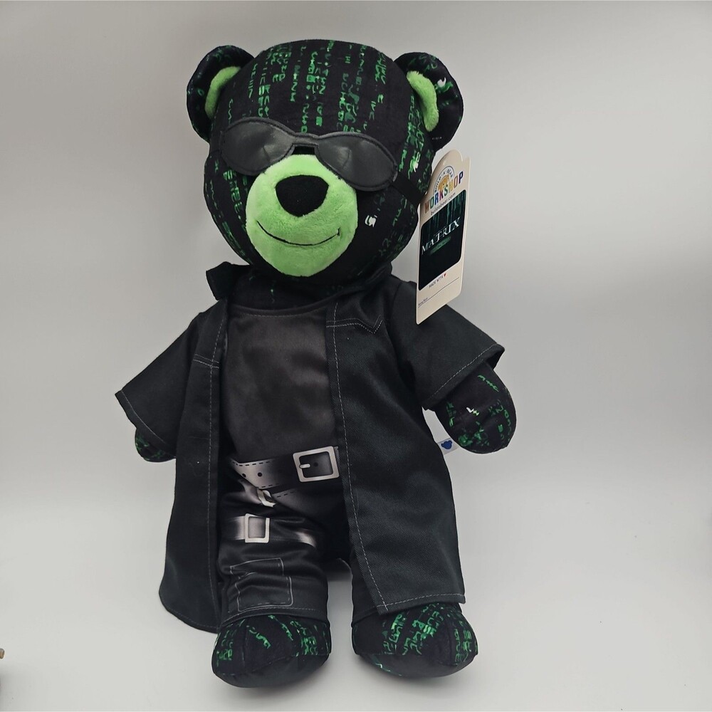 NEW Build A Bear Workshop NEO Matrix 16" Stuffed Plush Teddy w/ Costume Glasses